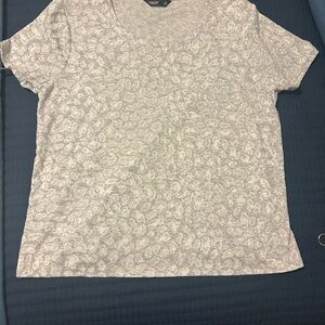 Simply Vera Vera Wang Light Gray Patterned Short Sleeve Top